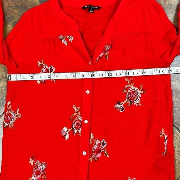 Zac & Rachel Floral Retro Button Up Long Sleeve Top Medium - Picture 7 of 11